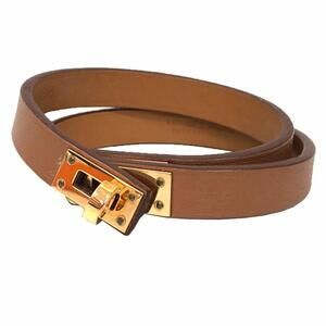 HERMES Pink Leather Charm Bracelet